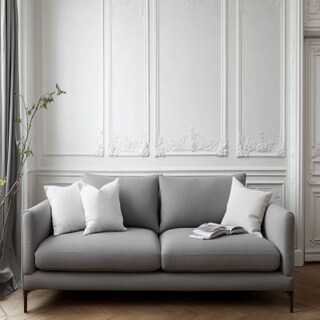 Modern Living Room Design with Grey Sofa and Wall Trim